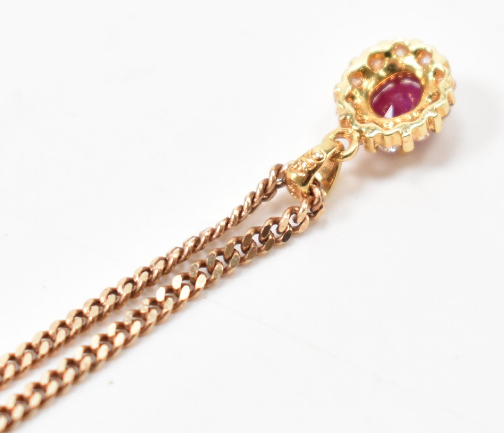 GOLD RUBY & DIAMOND PENDANT NECKLACE - Image 7 of 7