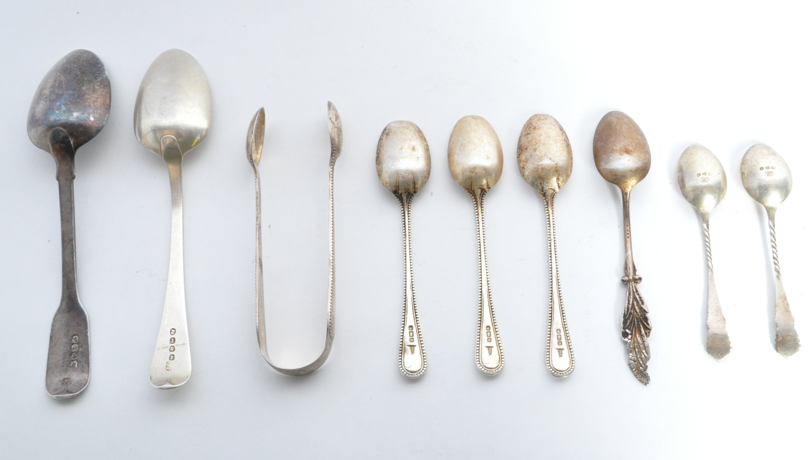 COLLECTION OF SILVER HALLMARKED FLATWARES - SPOONS TONGS - Image 4 of 7