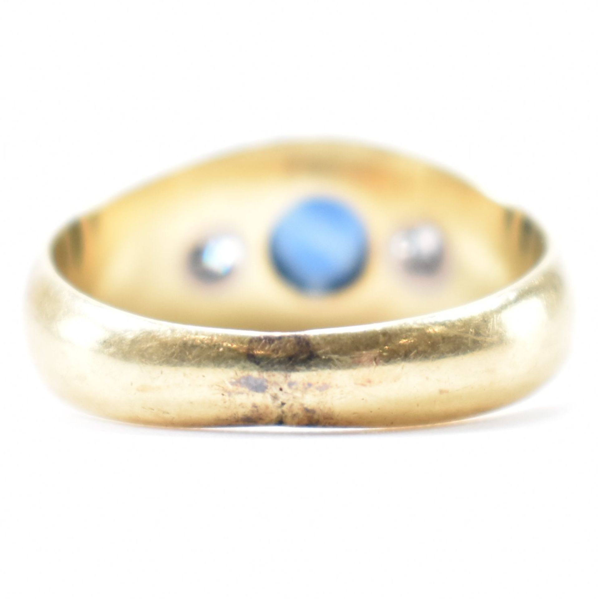 VINTAGE GOLD DIAMOND & SAPPHIRE GYPSY RING - Image 4 of 9