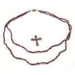 VICTORIAN TWO ROW GARNET NECKLACE & PENDANT