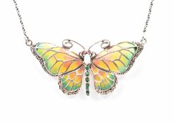 SILVER BUTTERFLY PLIQUE A JOUR NECKLACE