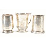 THREE 20TH CENTURY SILVER HALLMARKED CHRISTENING CUPS