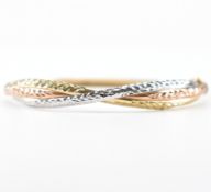 ITALIAN TRI COLOUR GOLD BANGLE BRACELET