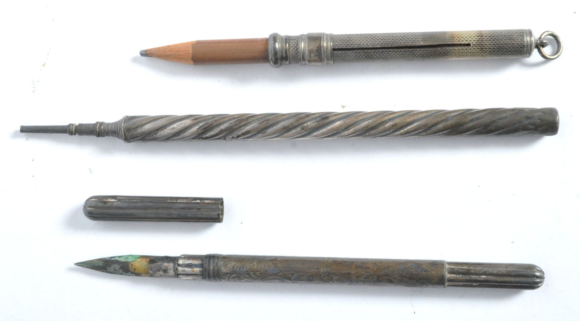 SILVER 19TH CENTURY FOUNTAIN PEN, PROPELLING PENCIL & OTHER - Image 2 of 5