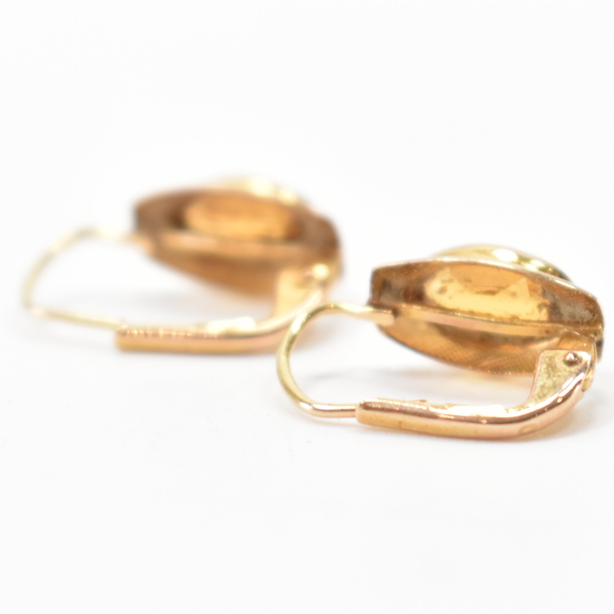 PAIR OF HALLMARKED 9CT GOLD & CITRINE DROP EARRINGS - Image 2 of 5