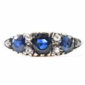 VINTAGE 9CT GOLD DIAMOND & SAPPHIRE RING