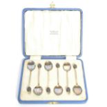 SILVER HALLMARKED & ENAMEL COFFEE SPOONS - 1930