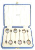 SILVER HALLMARKED & ENAMEL COFFEE SPOONS - 1930