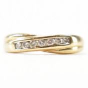 GOLD & DIAMOND CROSSOVER RING - MARKED 9CT