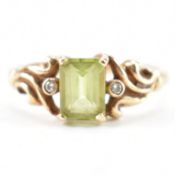 HALLMARKED 9CT GOLD PERIDOT & DIAMOND RING