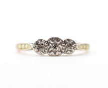 VINTAGE 9CT GOLD & DIAMOND THREE STONE RING