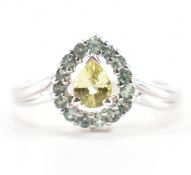 HALLMARKED 9CT WHITE GOLD & PERIDOT RING