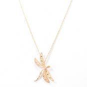 VINTAGE GOLD DRAGONFLY PENDANT & GF NECKLACE CHAIN