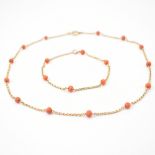 VICTORIAN GOLD & CORAL BRACLET & NECKLACE SET