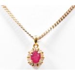 GOLD RUBY & DIAMOND PENDANT NECKLACE