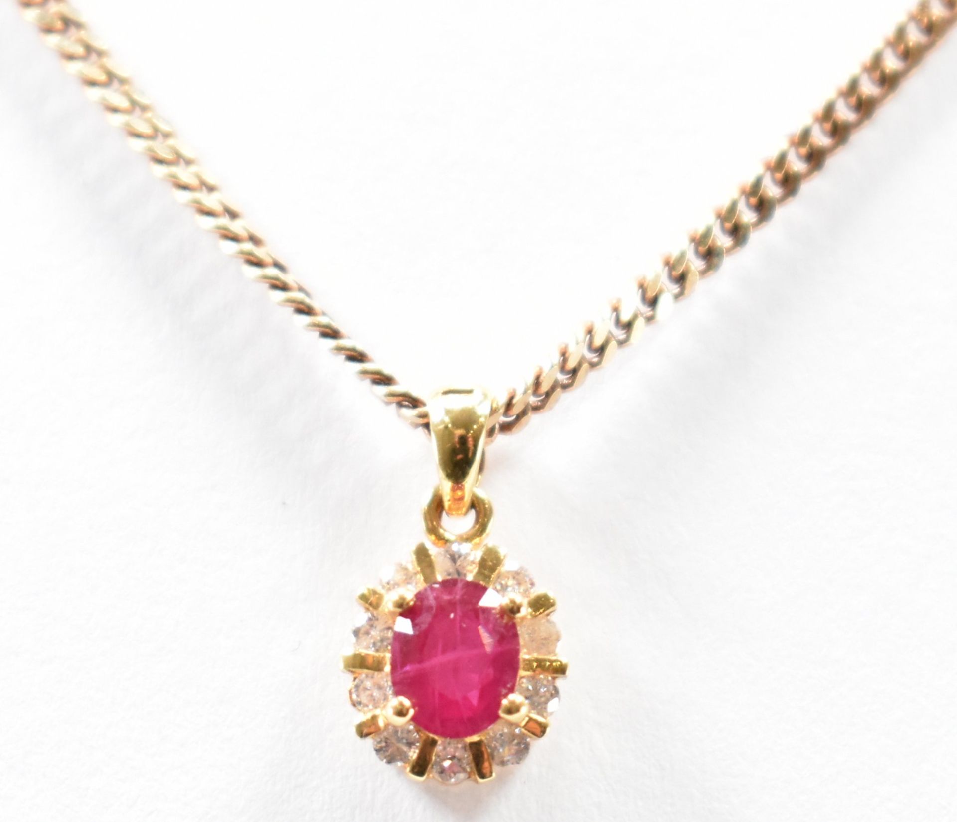 GOLD RUBY & DIAMOND PENDANT NECKLACE