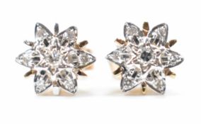 PAIR OF 9CT GOLD & DIAMOND CLUSTER EARRINGS