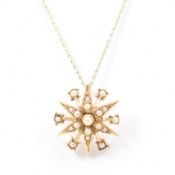 VICTORIAN 15CT GOLD & SEED PEARL PENDANT NECKLACE