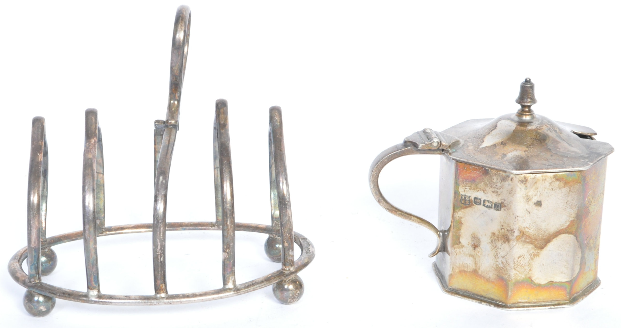 SILVER HALLMARKED TOAST RACK AND LIDDED MUSTARD POT - Image 3 of 5