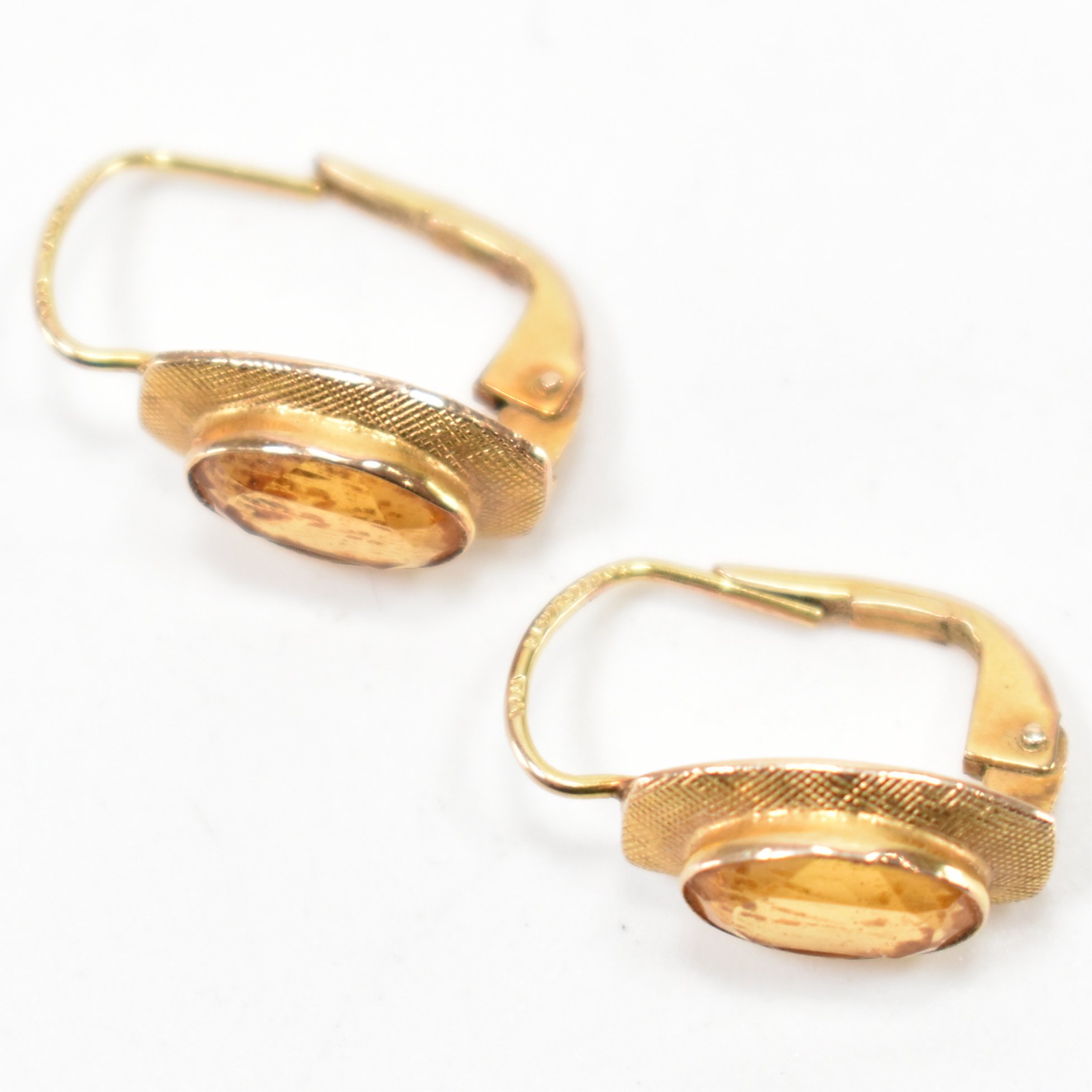 PAIR OF HALLMARKED 9CT GOLD & CITRINE DROP EARRINGS - Image 4 of 5