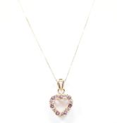 GOLD & PINK STONE PENDANT NECKLACE