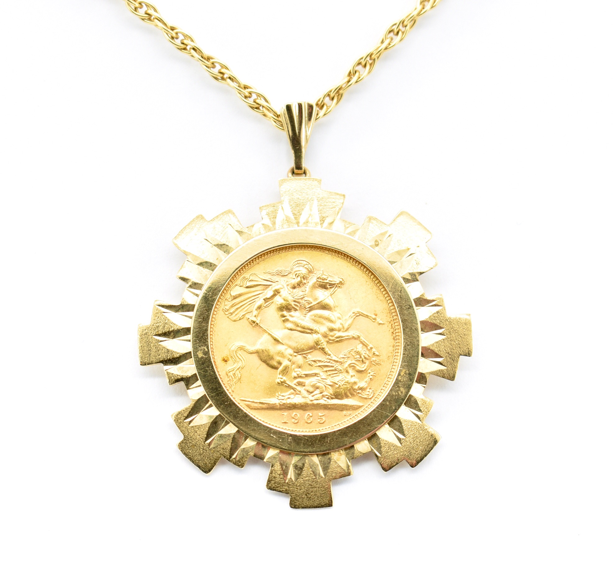 MOUNTED 1965 FULL GOLD SOVEREIGN PENDANT NECKLACE