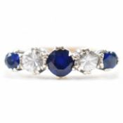 HALLMARKED 9CT GOLD BLUE & WHITE STONE RING