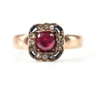 9CT GOLD RUBY & DIAMOND CLUSTER RING