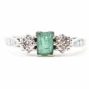 ART DECO 18CT EMERALD & DIAMOND RING