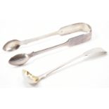 VICTORIAN & GEORGE III SILVER SUGAR TONGS & SPOON