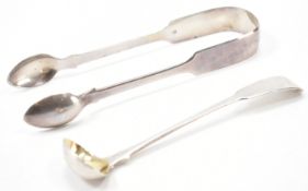 VICTORIAN & GEORGE III SILVER SUGAR TONGS & SPOON