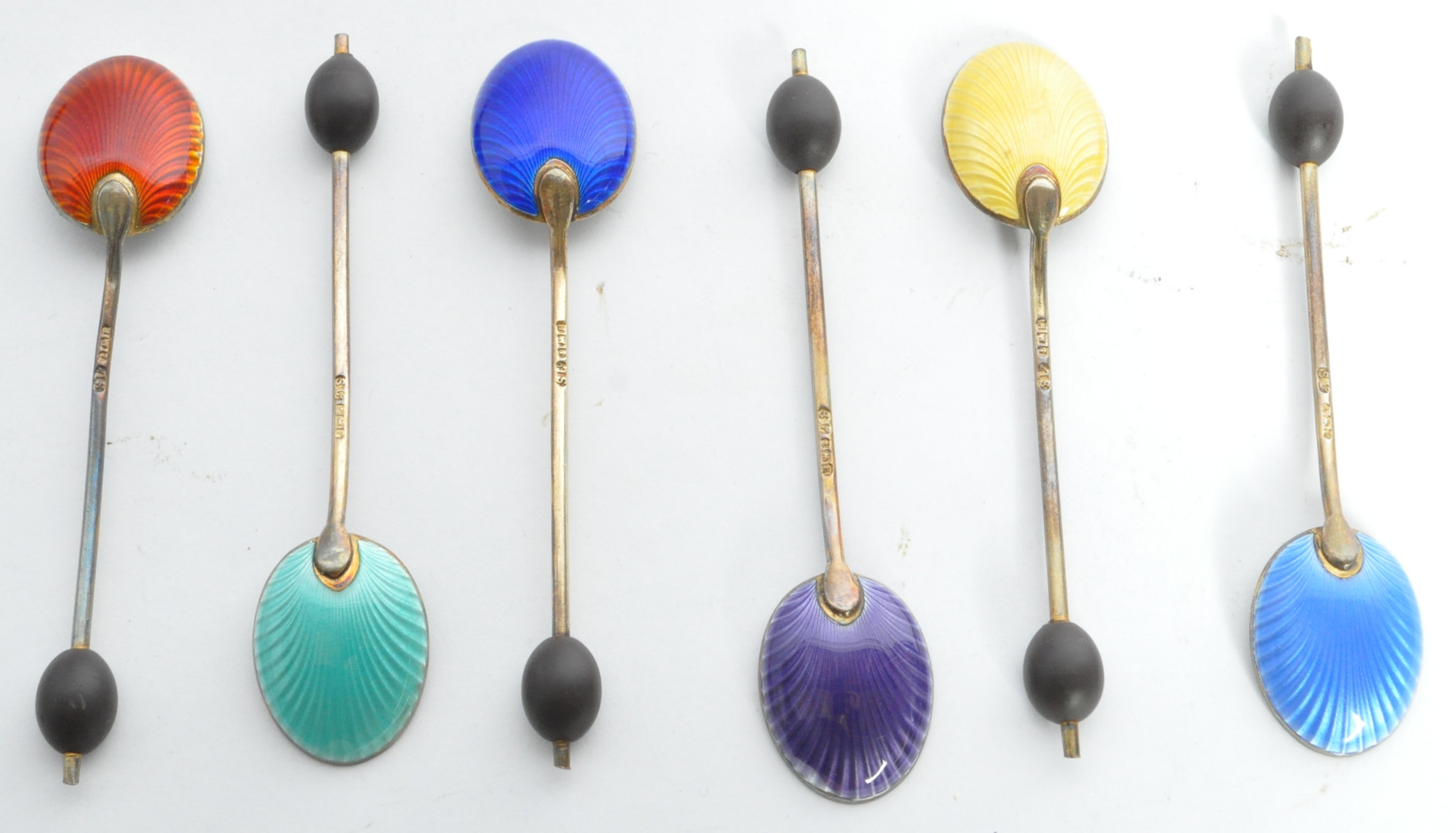 SILVER HALLMARKED & ENAMEL COFFEE SPOONS - 1930 - Image 3 of 5