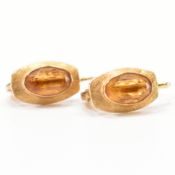 PAIR OF HALLMARKED 9CT GOLD & CITRINE DROP EARRINGS