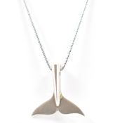 SILVER LONDON HALLMARKED WHALE TAIL PENDANT & CHAIN