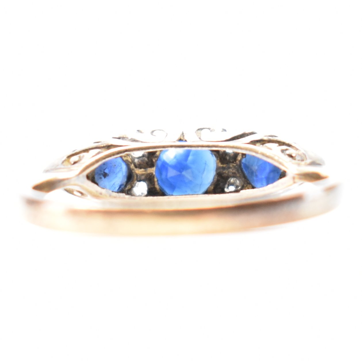 VINTAGE 9CT GOLD DIAMOND & SAPPHIRE RING - Image 3 of 7