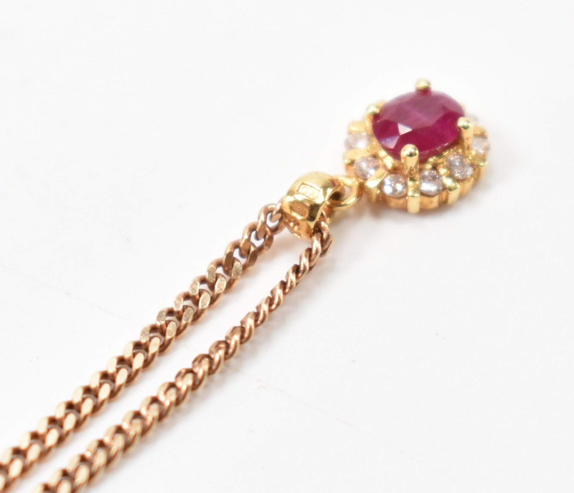 GOLD RUBY & DIAMOND PENDANT NECKLACE - Image 6 of 7