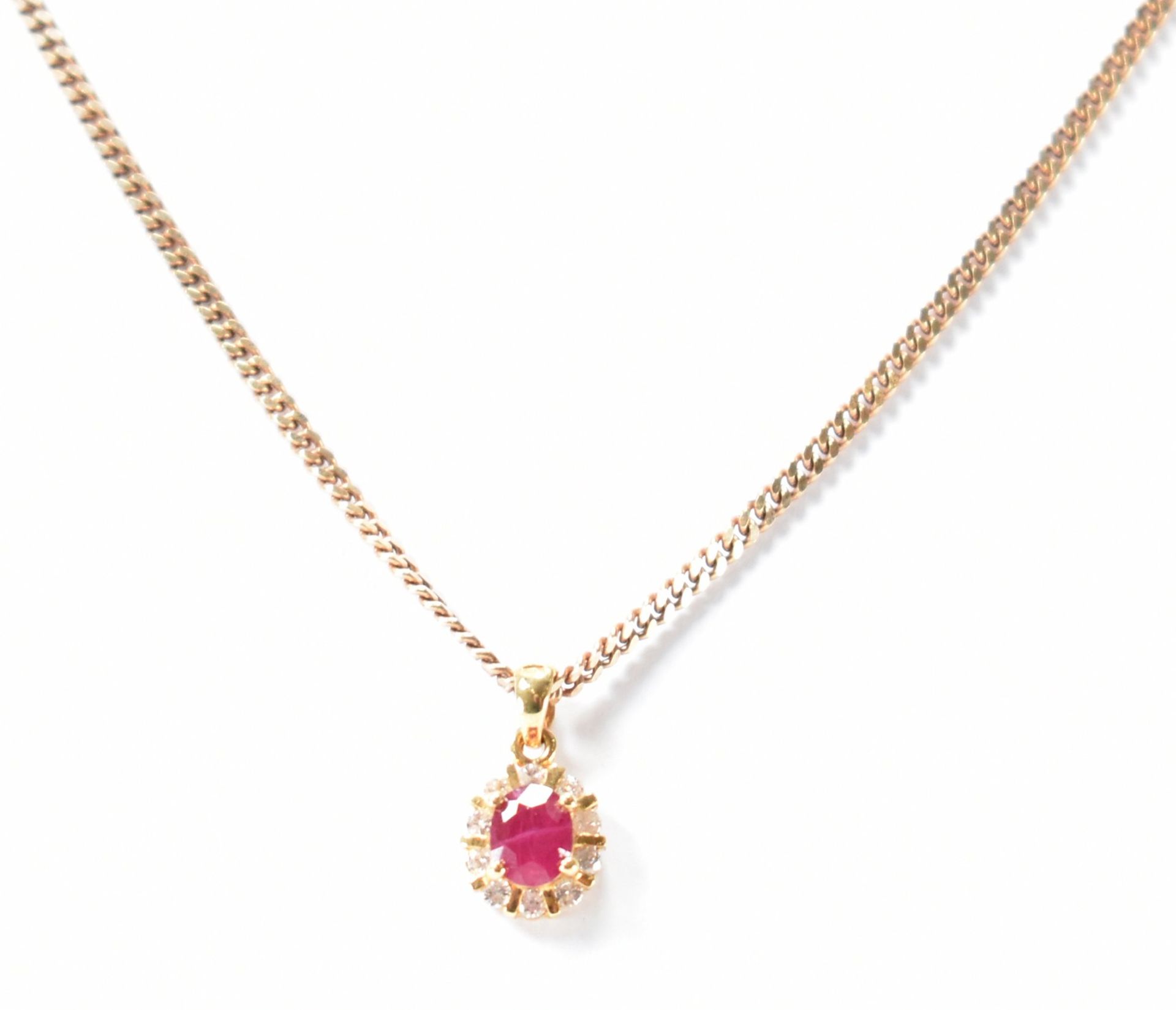 GOLD RUBY & DIAMOND PENDANT NECKLACE - Image 2 of 7