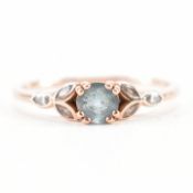 ROSE GOLD BLUE & WHITE STONE RING