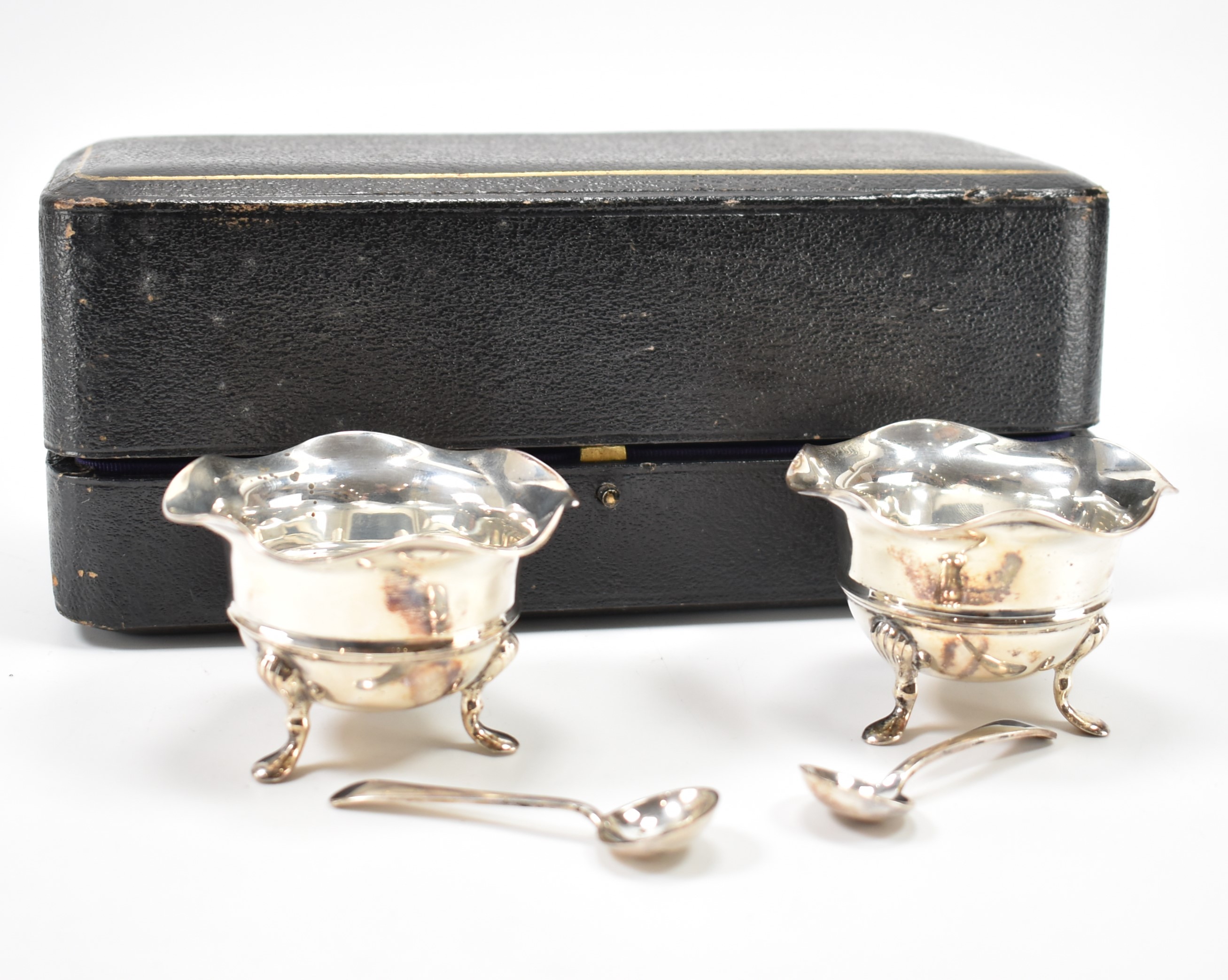 EDWARDIAN ANTIQUE SILVER TABLE SALTS