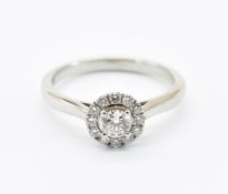 HALLMARKED 18CT WHITE GOLD & DIAMOND RING