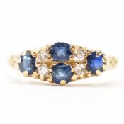 HALLMARKED VICTORIAN 18CT GOLD DIAMOND & SAPPHIRE RING