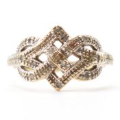 HALLMARKED 9CT GOLD & DIAMOND KNOT RING