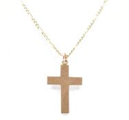 9CT GOLD PENDANT CROSS & NECKLACE CHAIN