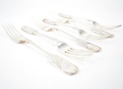 SIX EDWARDIAN SILVER HALLMARKED FIDDLE PATTERN FORKS