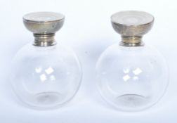 PAIR SILVER HALLMARKED CUT GLASS LADIES PERFUME BOTTLES