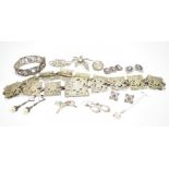 COLLECTION OF VINTAGE SILVER & WHITE METAL JEWELLERY