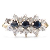 HALLMARKED 9CT GOLD SAPPHIRE & CZ CLUSTER RING