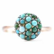 19TH CENTURY VICTORIAN GOLD & TURQUOISE CLUSTER RING