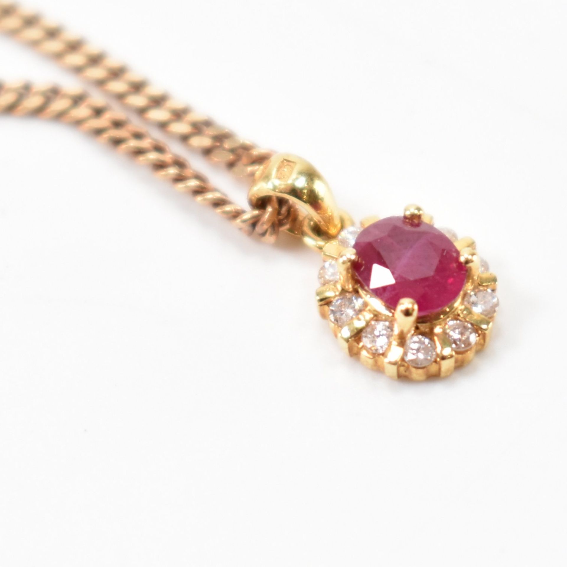 GOLD RUBY & DIAMOND PENDANT NECKLACE - Image 4 of 7