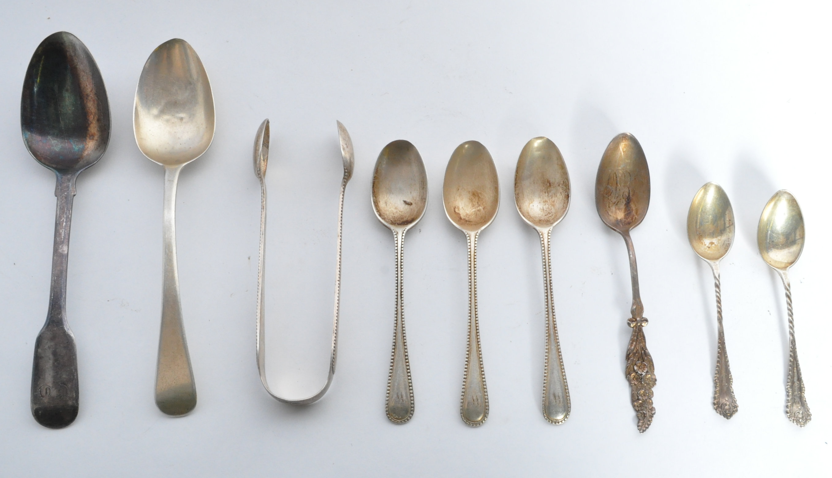 COLLECTION OF SILVER HALLMARKED FLATWARES - SPOONS TONGS - Image 2 of 7